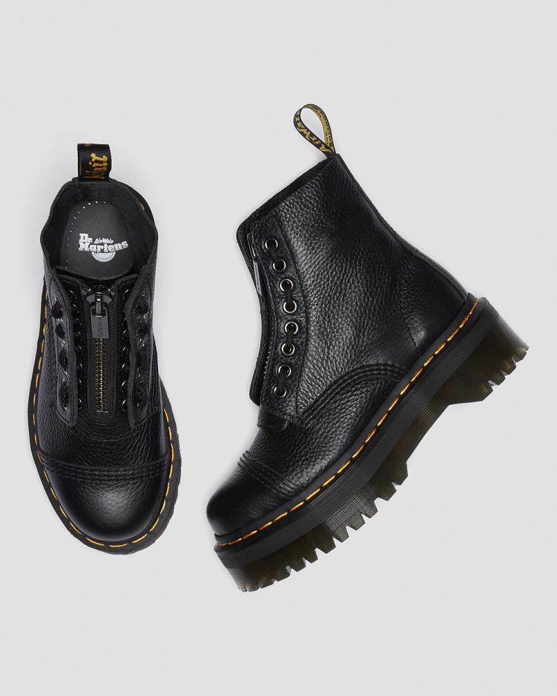 Black Women's Dr Martens Sinclair Milled Nappa Leather Platform Boots | CA 259FDN